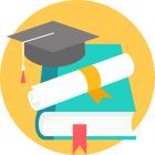 books and scholarship hat